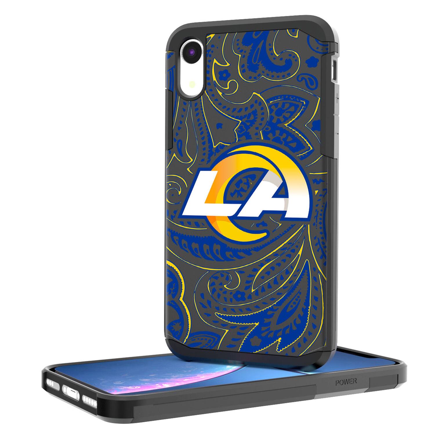 Front. Keyscaper - Los Angeles Rams iPhone Rugged Paisley Design Case - 12 Pro Max - Multicolor.