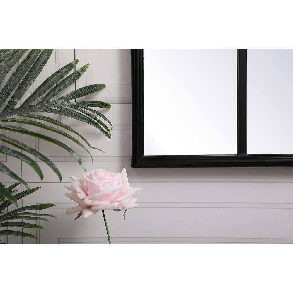 Back. Elegant Decor - Metal windowpane mirror 28 inch x 41 inch in in Black - Black.