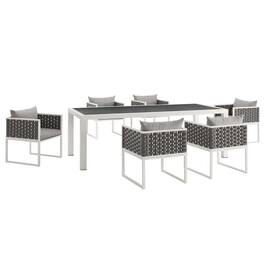 Modway - Stance 7-Piece Outdoor Patio Aluminum Dining Set - White Gray
