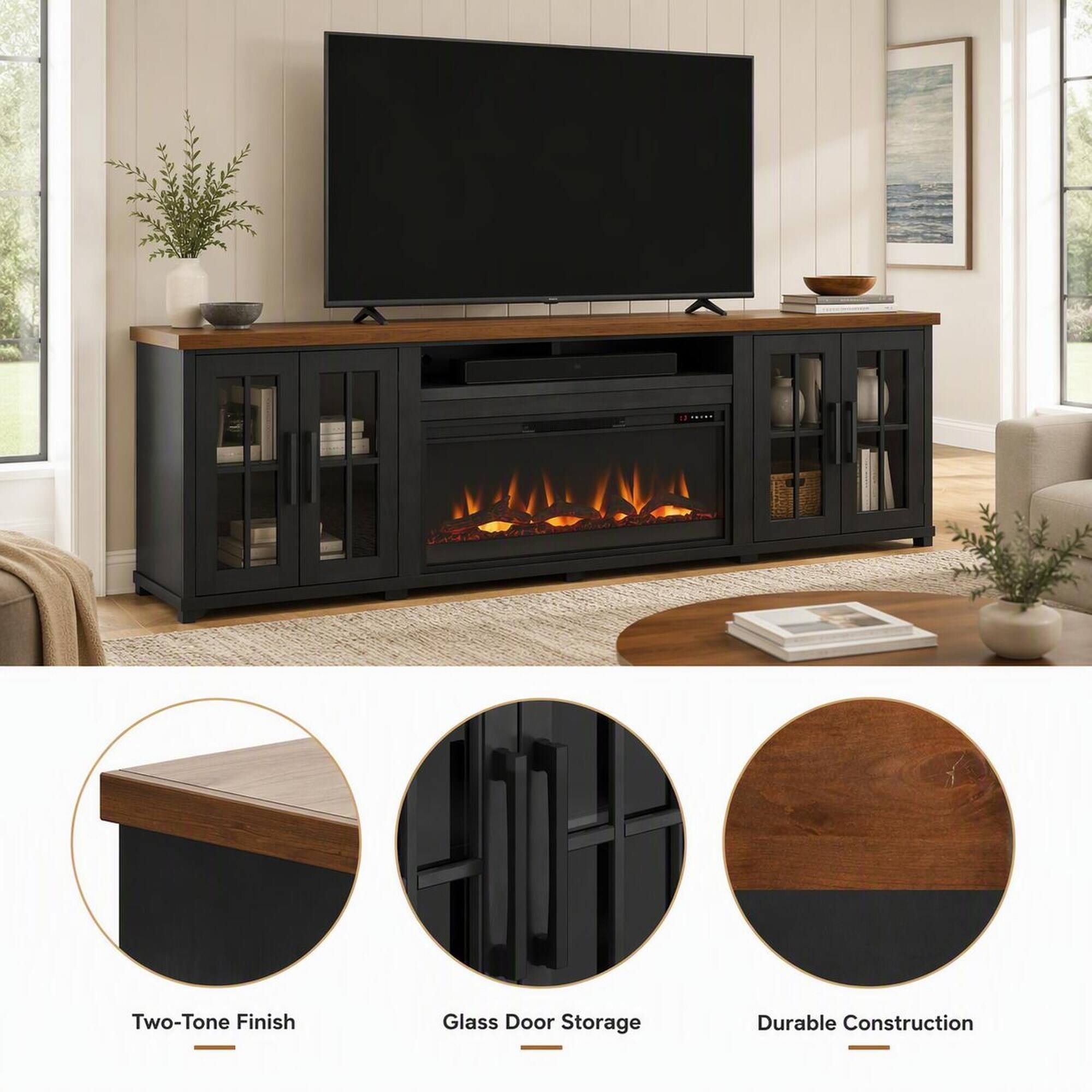 Two-Tone Finish  
Glass Door Storage  
Durable Construction