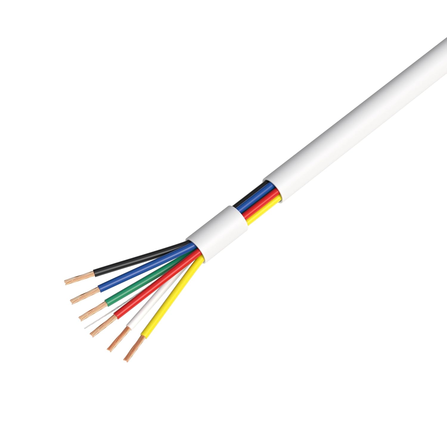 Angle. Cables Direct Online - 1000ft 22/6 Stranded Alarm Cable CCA 22AWG Low Voltage Wire for Security, Fire Systems, Doorbell Applications, White - White.