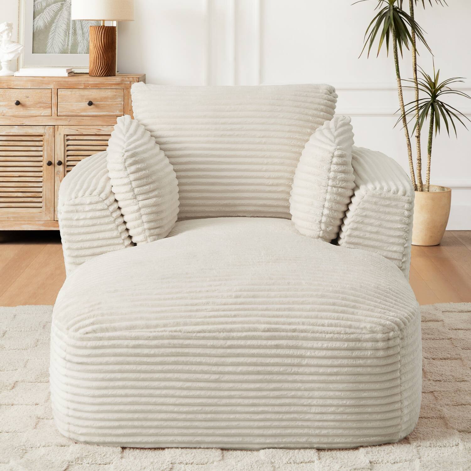 Back. Z-Edge - Corduroy sleeper sofa couch, no assembly needed, Perfect for Living Room/Dorm/Apartment - White - White.