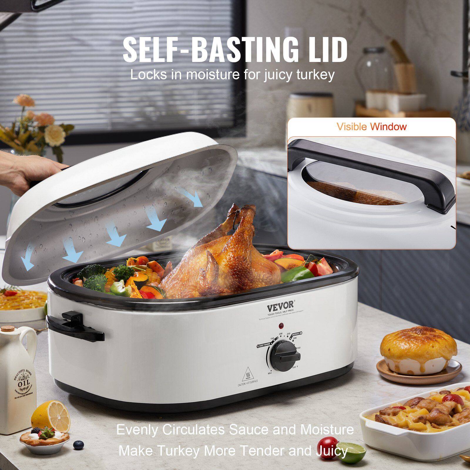 SELF-BASTING LID  
Locks in moisture for juicy turkey  

Visible Window  

Evenly Circulates Sauce and Moisture  
Make Turkey More Tender and Juicy