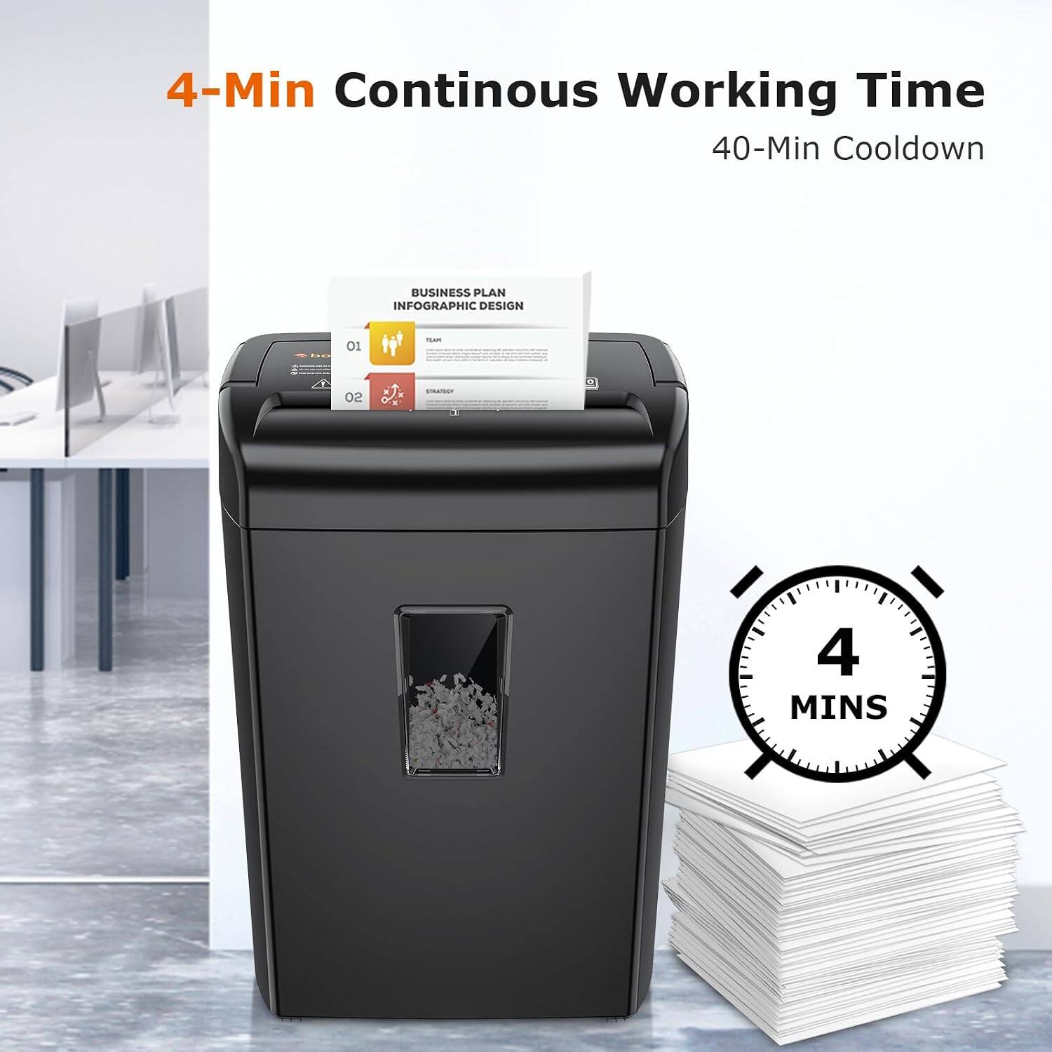4-Min Continuous Working Time  
40-Min Cooldown  

BUSINESS PLAN INFOGRAPHIC DESIGN  
01 TEAM  
02 STRATEGY  

4 MINS