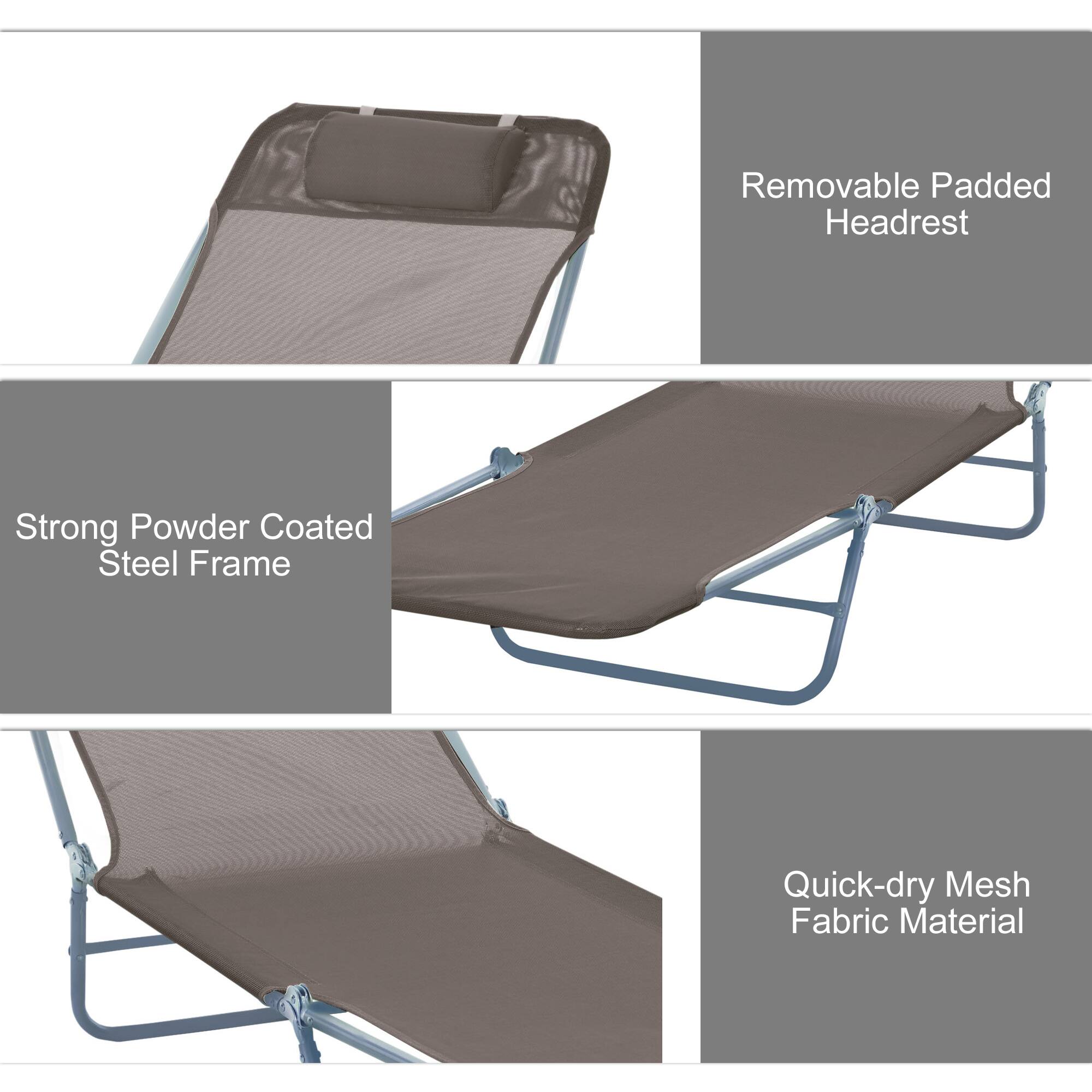- Removable Padded Headrest
- Strong Powder Coated Steel Frame
- Quick-dry Mesh Fabric Material