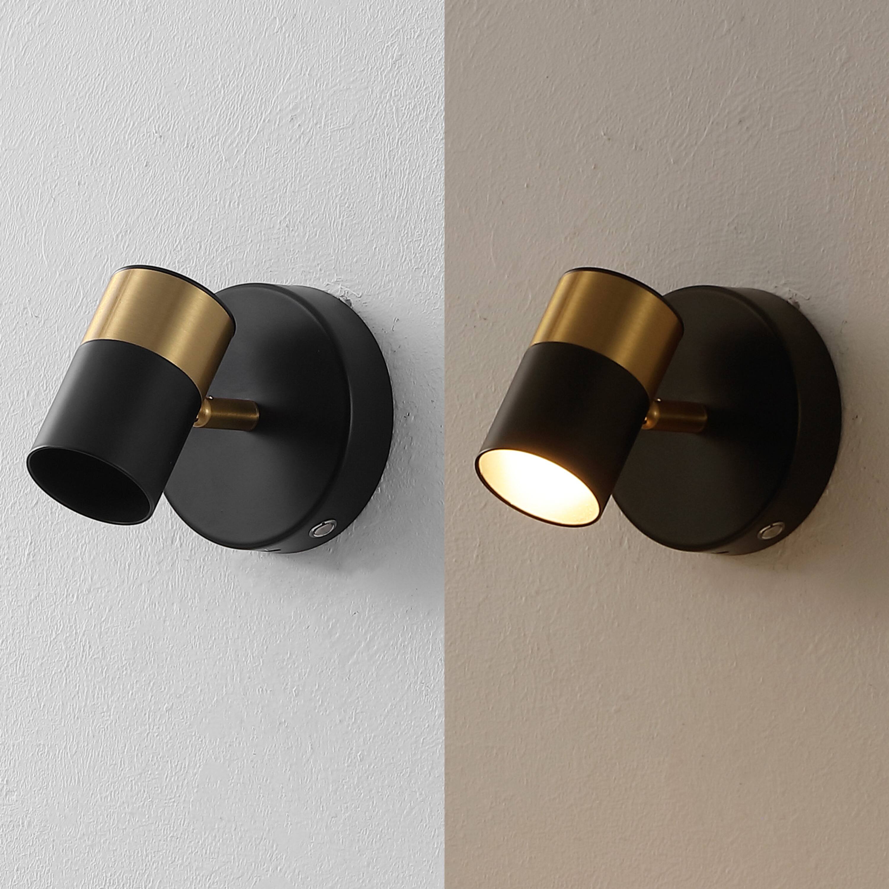 Alt View 4. Jonathan Y - Paola 6" 1-Light Adjustable Head Integrated Dimmable LED Rechargeable Spotlight with Touch Sensor, Black/Brass Gold - Black/Brass Gold.