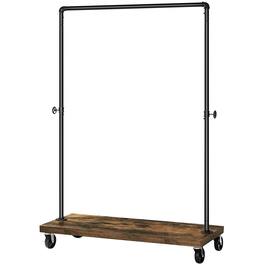 Hivvago - Rustic Industrial Laundry Pipe Garment Rack Lockable Wheels - Rustic Brown