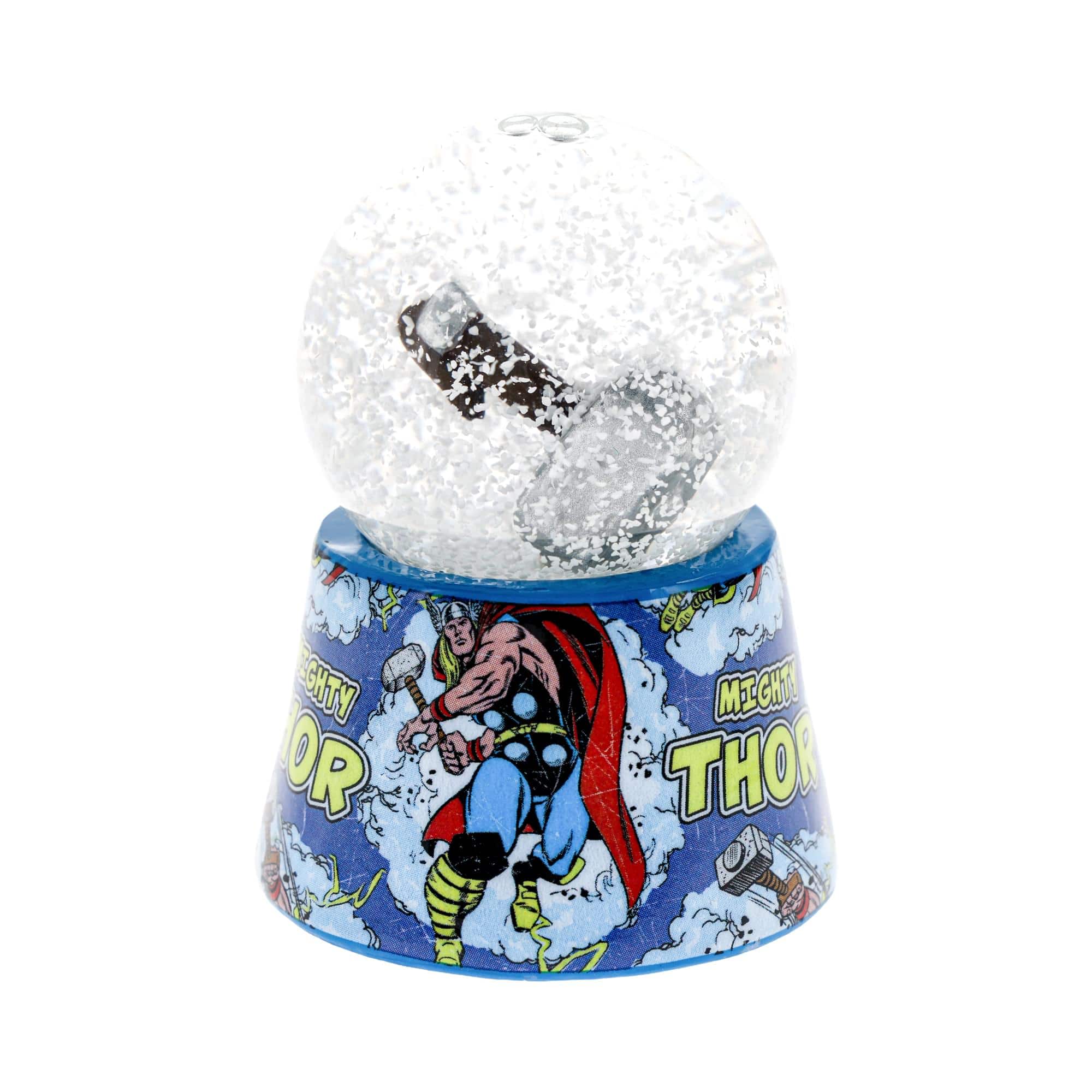 Marvel - Thor's Hammer Mjolnir 3-Inch Mini Light-Up Snow Globe - Blue