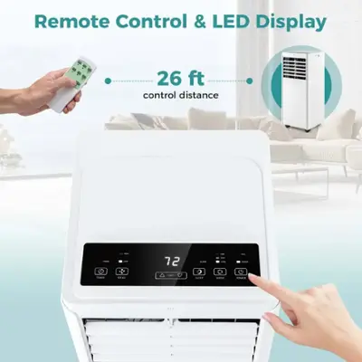 Costway 5000 BTU Portable Air Conditioner Cools up to 250 sq.ft with Dehumidifier and Fan Sleep Mode and 24H Timer - White