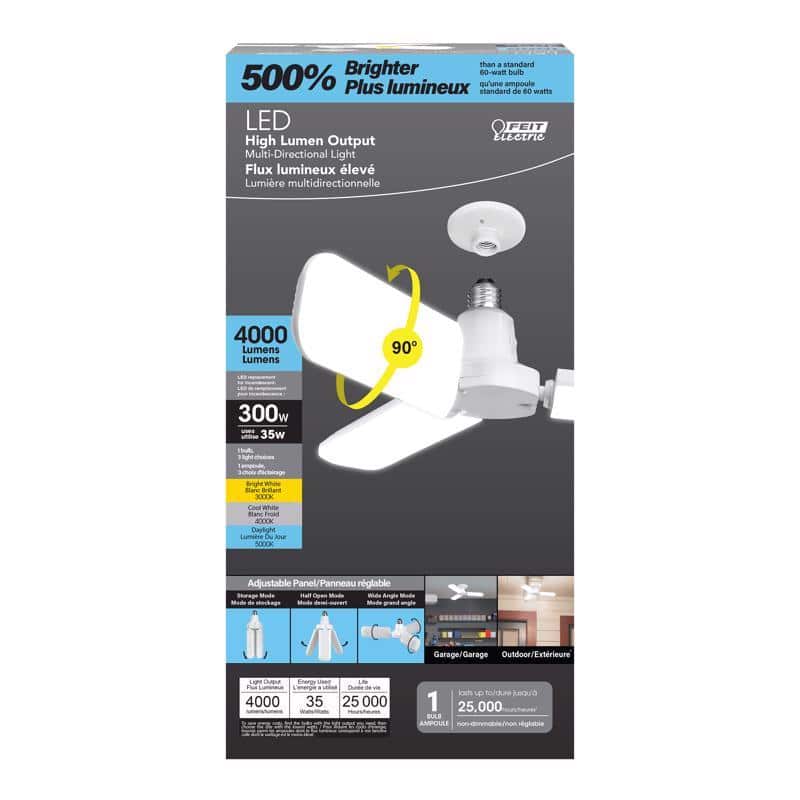 FEIT ELECTRIC - Wide Surface E26 (Medium) LED Garage Bulb Bright White 300 Watt Equivalence 1 pk