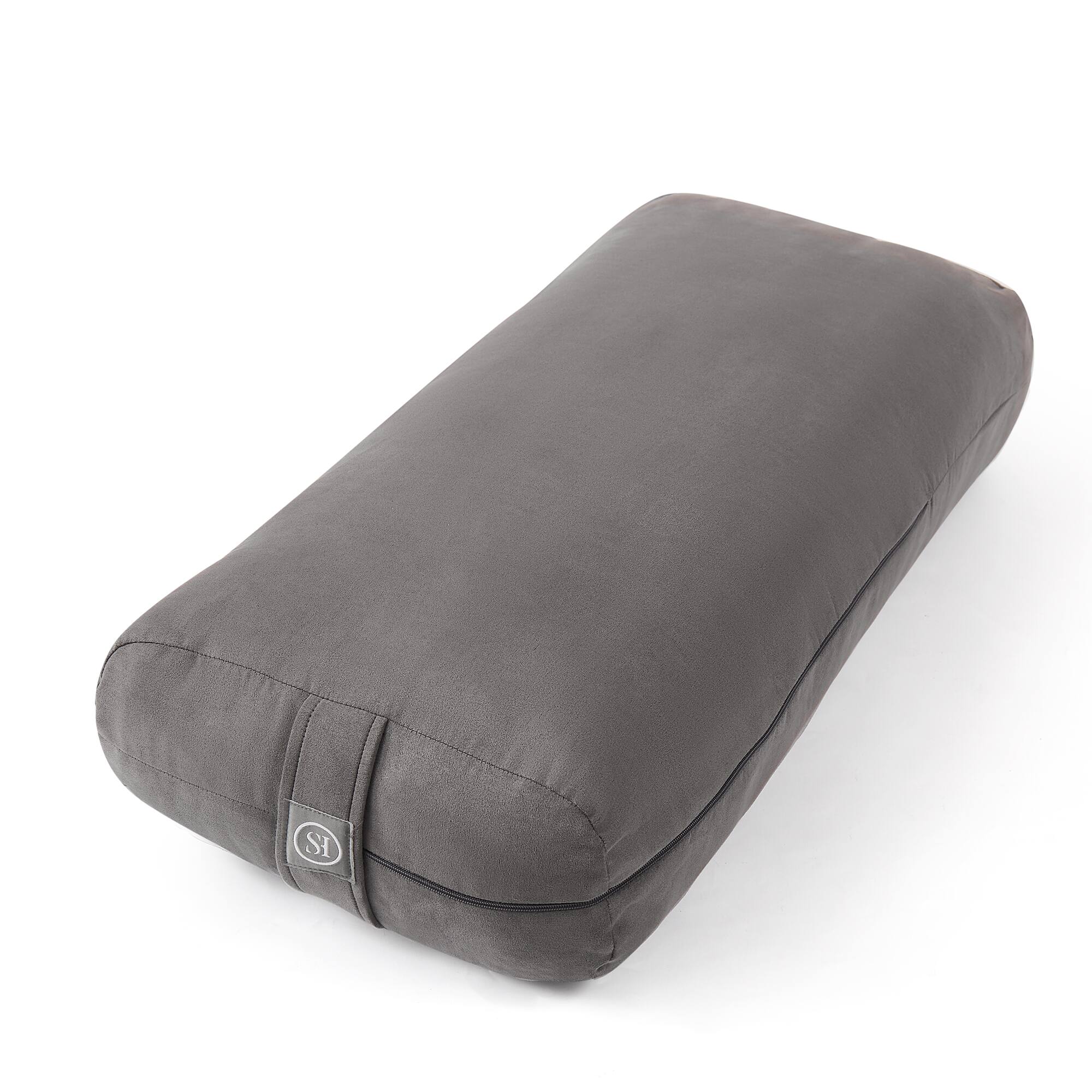 Angle. Sweet Home Collection - Yoga Bolster Pillow Meditation Pillow w/Washable Cover & Carry Handle - Grey.