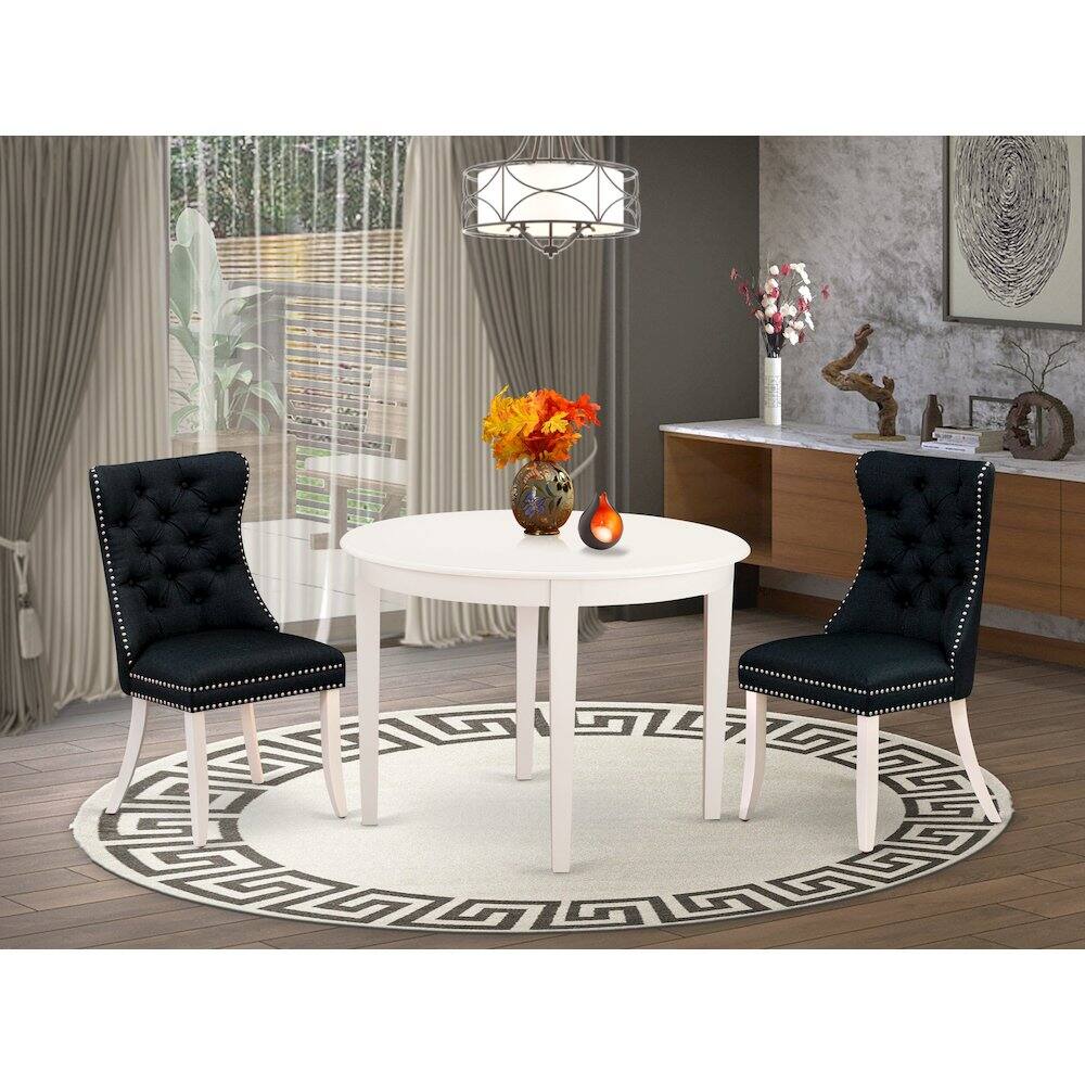 Alt View 7. East West Furniture - 3 Piece Dining Table Set for Small Spaces - White.