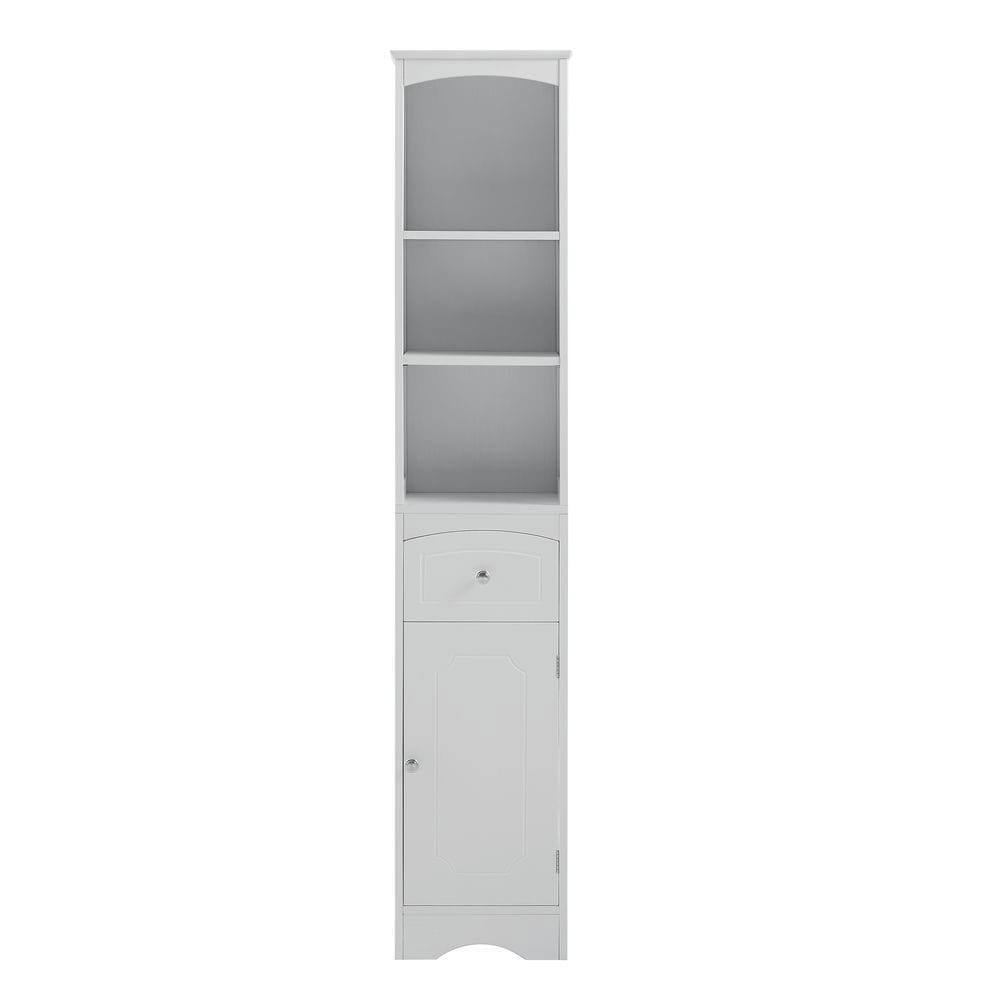 Left. Kadyn - Tall Bathroom Cabinet, Freestanding Storage Cabinet with Drawer, MDF Board, Adjustable Shelf, White - White.