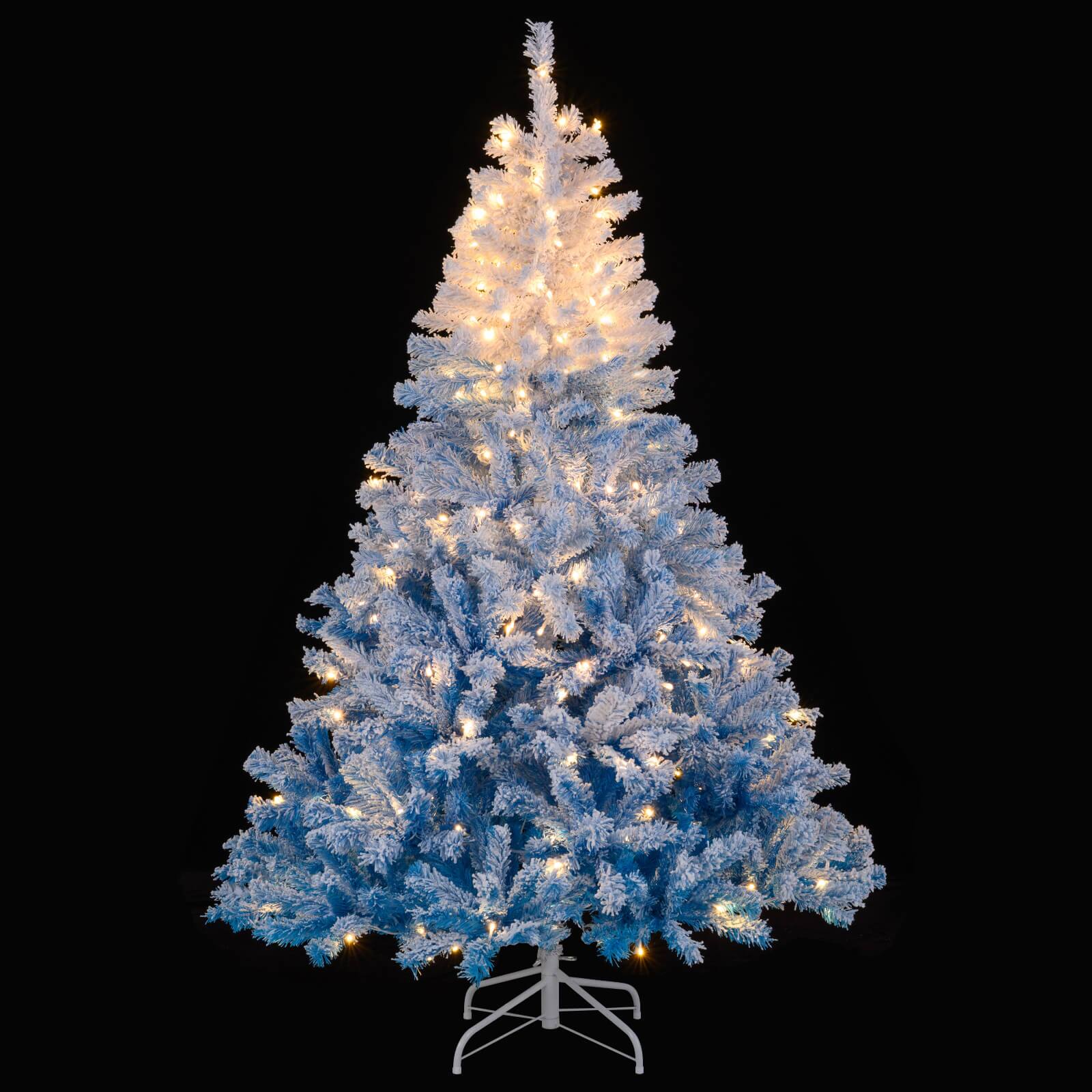 Alt View 4. Costway - Costway 6 FT Artificial Christmas Tree with 250 Warm White LED Lights, 8 Lighting Modes & Folding Metal Stand - Blue,White.