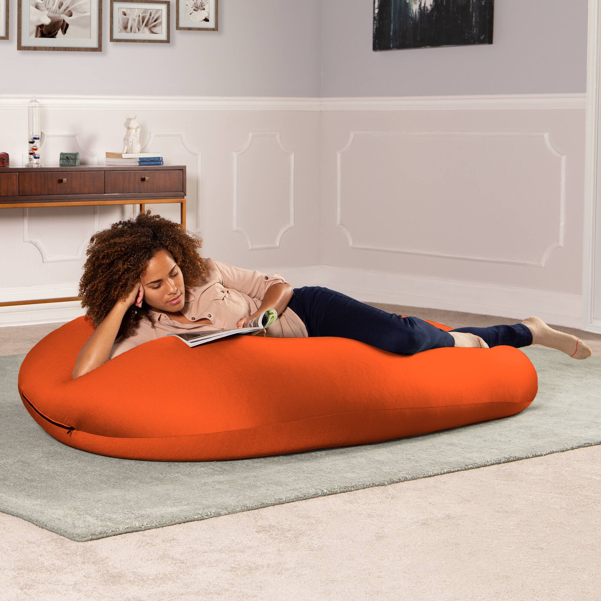 Alt View 1. Jaxx - Nimbus Spandex Bean Bag Chair, Large, Orange - Orange.