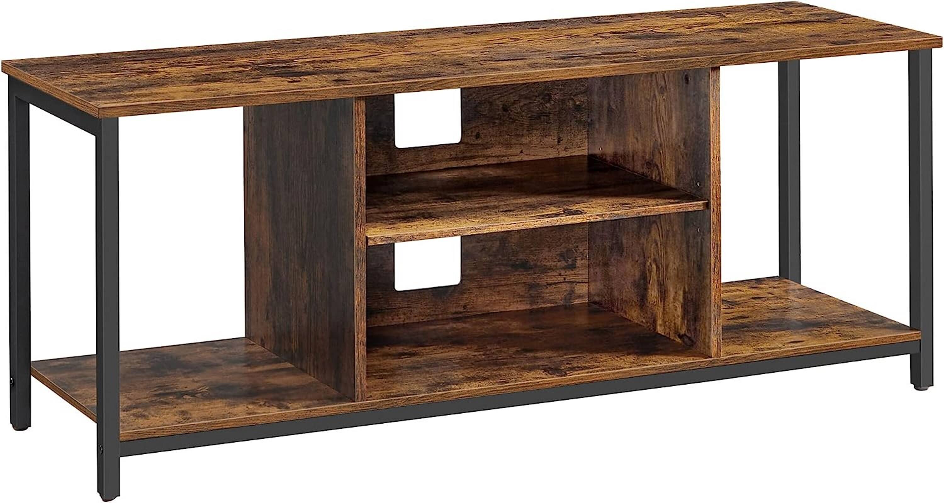 Front. Songmics Home - TV Stand for TVs up to 60 Inches with Open Shelves – Rustic Brown - Brown.