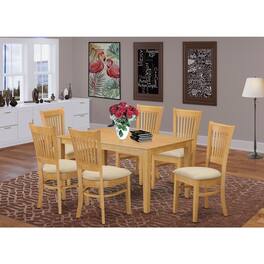East West Furniture - CAVA7C 7 Pc Dining room set - Kitchen dinette Table and 6 Dining Chairs - Oak