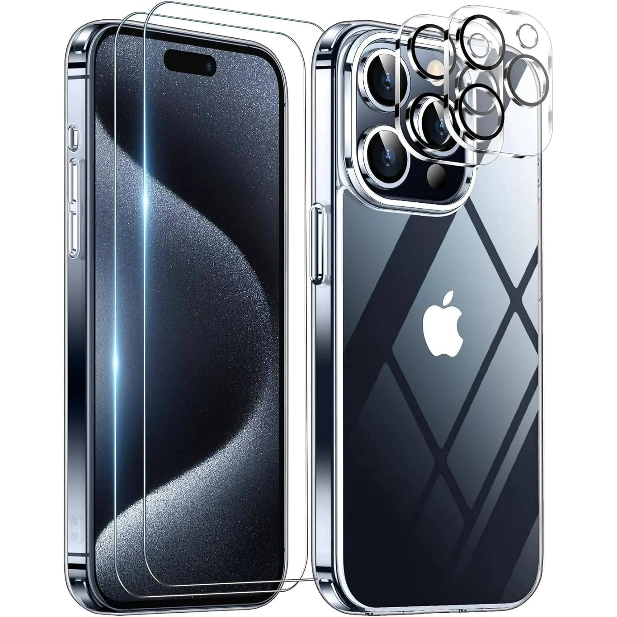Front. Entronix - Entronix Bundle for iPhone 16 Pro - [Hard Back] Clear Case, 2 Screen Protectors & 2 Camera Lens Protectors - Clear.