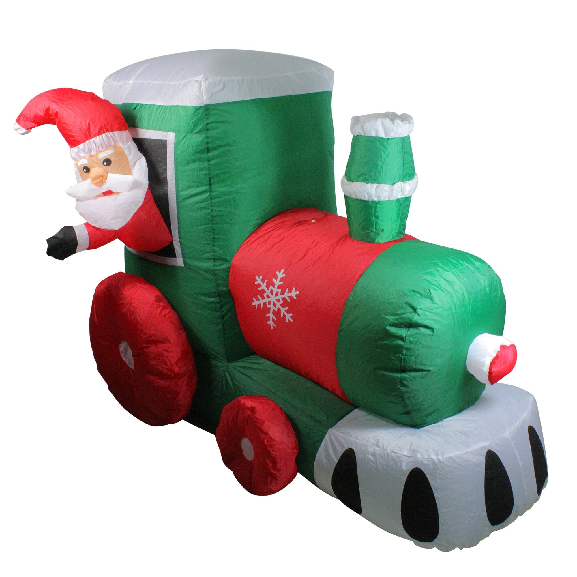 Alt View 1. Northlight - Lighted Inflatable Santa on Locomotive Train Outdoor Christmas Decoration - 4.5' - Red.