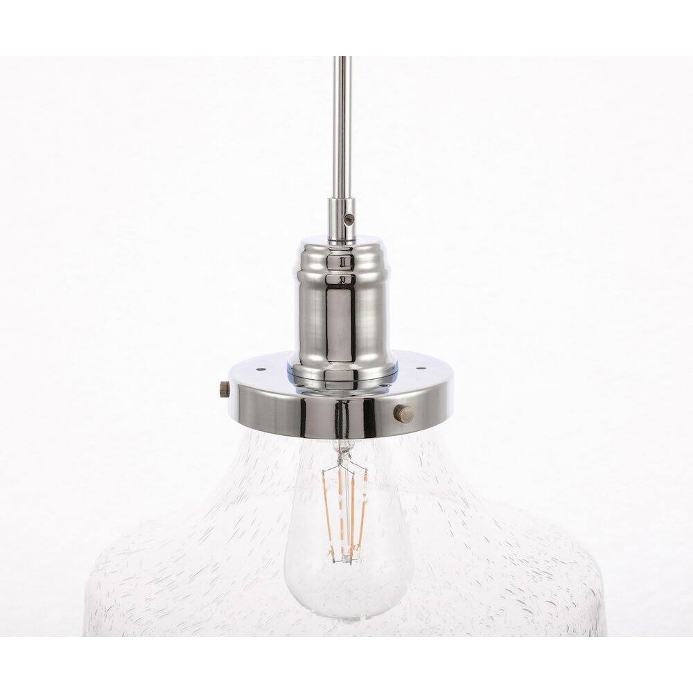 Alt View 1. Living District - Lyle 1 Light Chrome And Clear Seeded Glass Pendant - Chrome And Clear Seeded Glass.