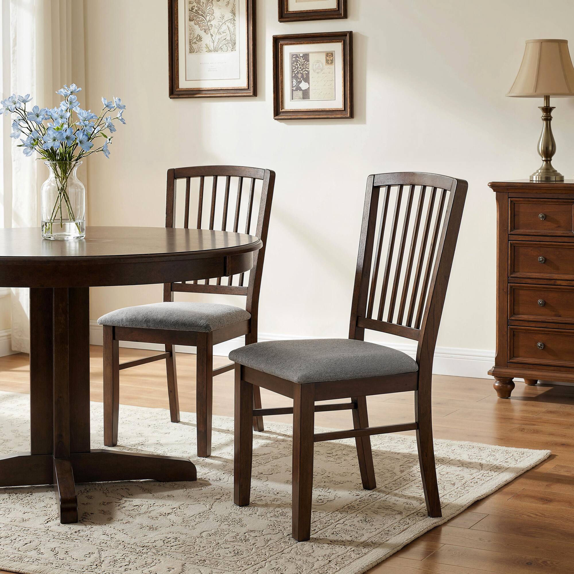 Alt View 1. Homcom - Chairs Upholstered Kitchen Chairs with Rubberwood Legs Set of 2 - Burn Brown.