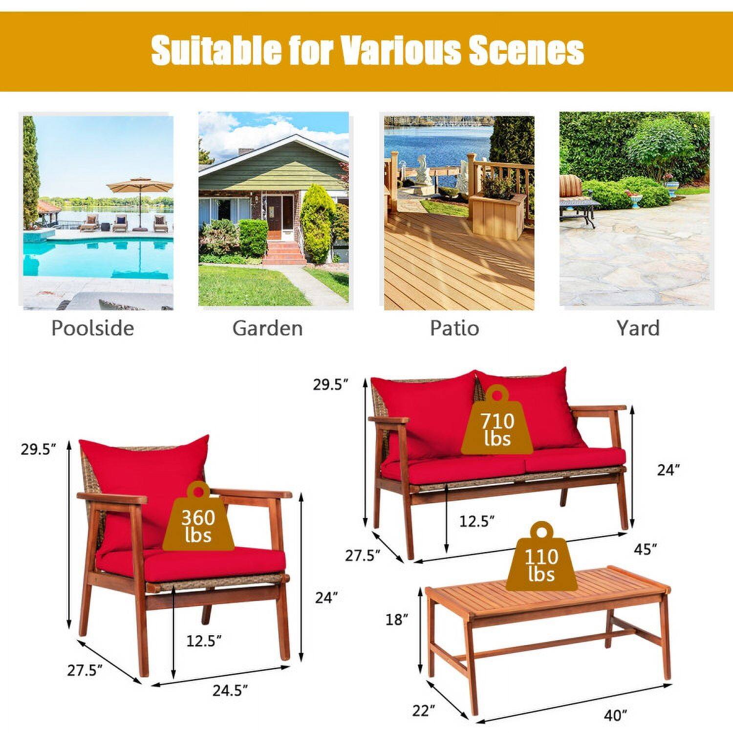 Suitable for Various Scenes  
Poolside Garden Patio Yard  

29.5" x 29.5" - 710 lbs  
24" x 360 lbs  
12.5" x 27.5" x 24" x 18" - 110 lbs  
45" x 27.5" x 24.5" x 22" x 40"