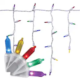Celebrations - Classic LED T5 Multicolored 100 ct Icicle Christmas Lights 6 ft.