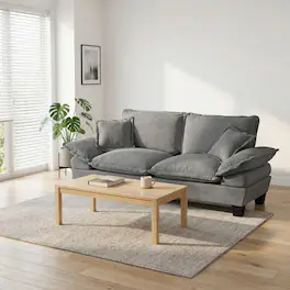 Anysun - 2-Seat Chenille Loveseat with Curved Armrests - Modular Sailboat Sofa for Small Spaces & Apartments - Gray