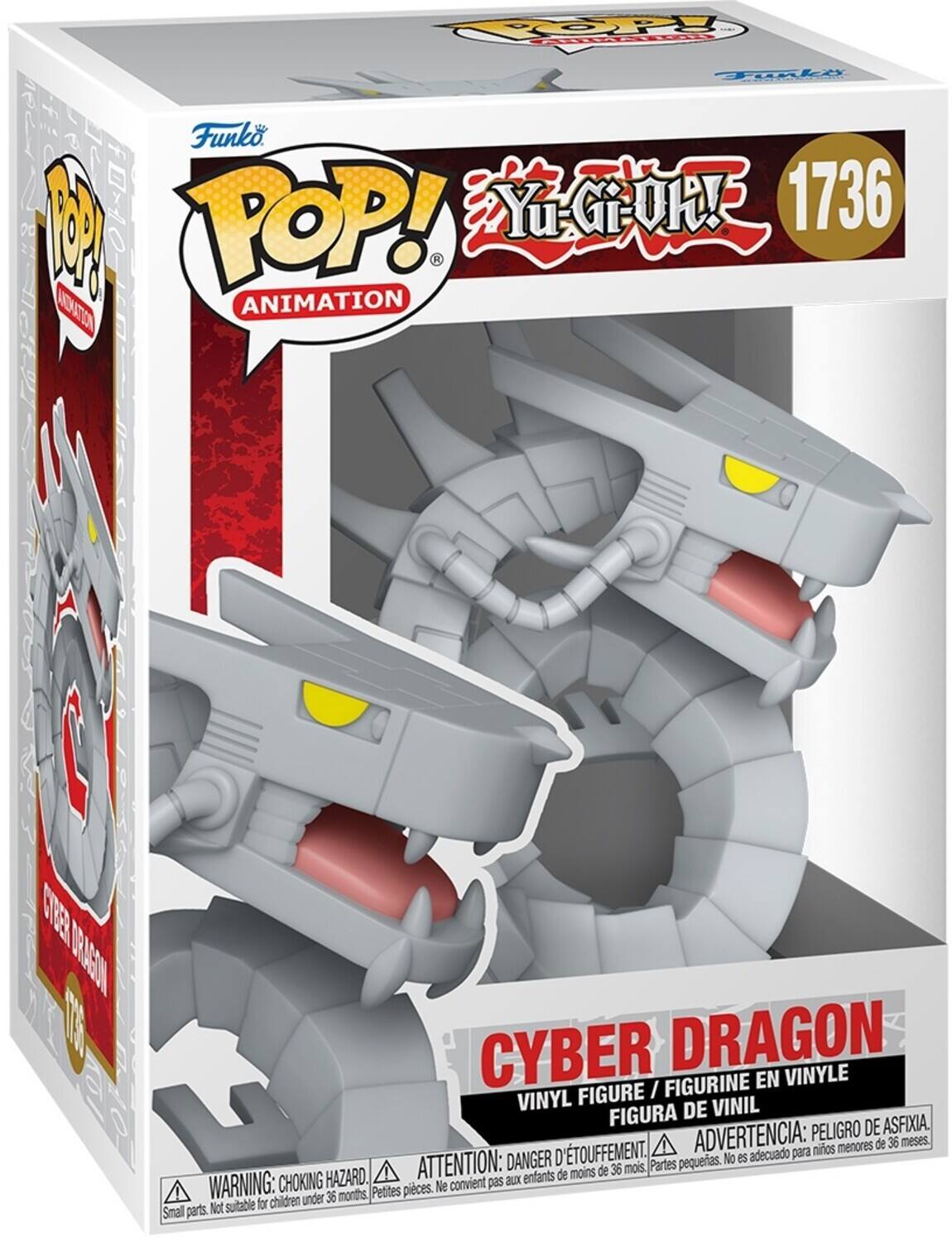 Funko POP! Animation  
Yu-Gi-Oh! 1736  
Cyber Dragon  

Vinyl Figure / Figurine en Vinyle / Figura de Vinil  
Cyber Dragon  

Warning: Choking Hazard. Small parts. Not suitable for children under 36 months.  
Attention: Danger d'étouffement. Petites pièces. Ne convient pas aux enfants de moins de 36 mois.  
Advertencia: Peligro de asfixia. Partes pequeñas. No es adecuado para niños menores de 36 meses.