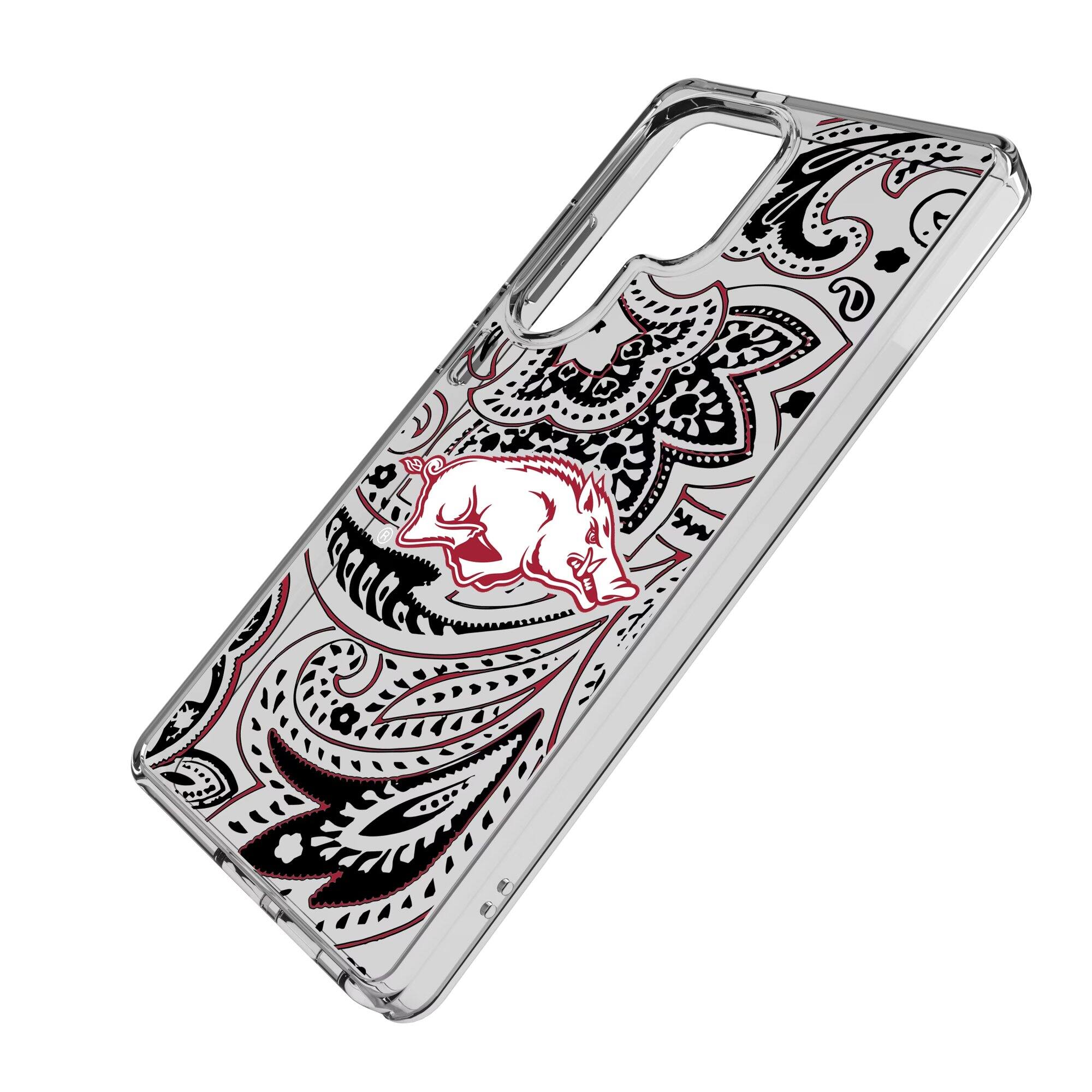 Alt View 1. Keyscaper - Arkansas Razorbacks Paisley Galaxy Clear Case - S23 - Multicolor.