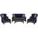 Front. Hanover - Strathmere 6-Piece Rectangular Patio Set - Navy Blue / Navy Kaleidoscope.