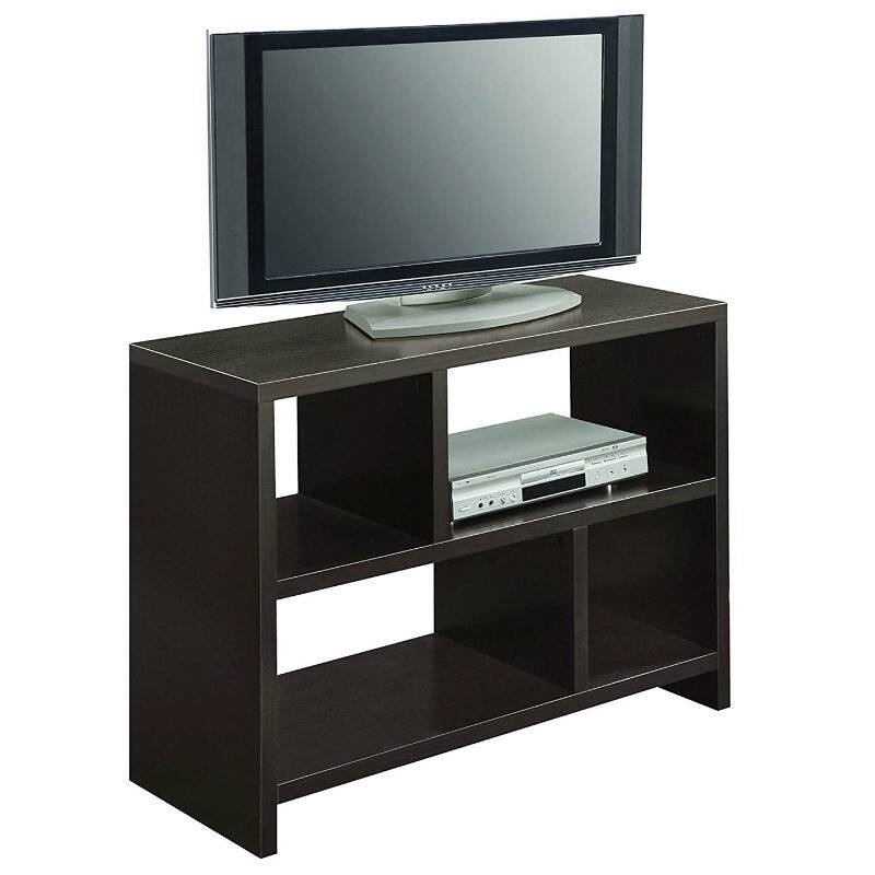 Angle. Hivvago - Modern 2-Shelf Bookcase Console Table in Espresso Wood Finish - Espresso Wood Finish.