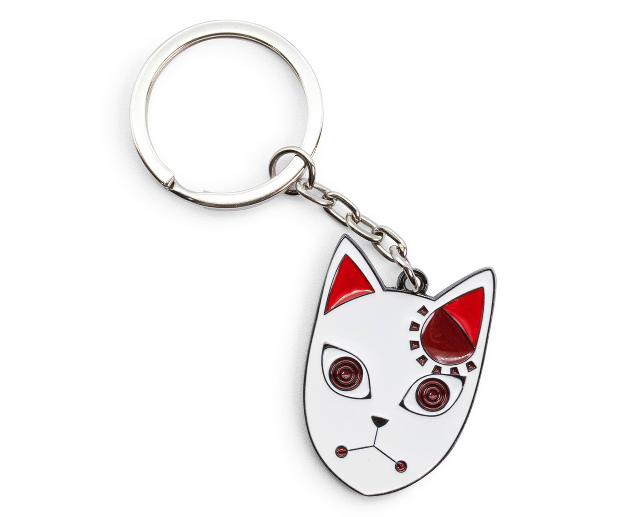 Front. Surreal Entertainment - Demon Slayer Tanjiro Kamado Fox Mask Enamel Pendant Keychain - White.
