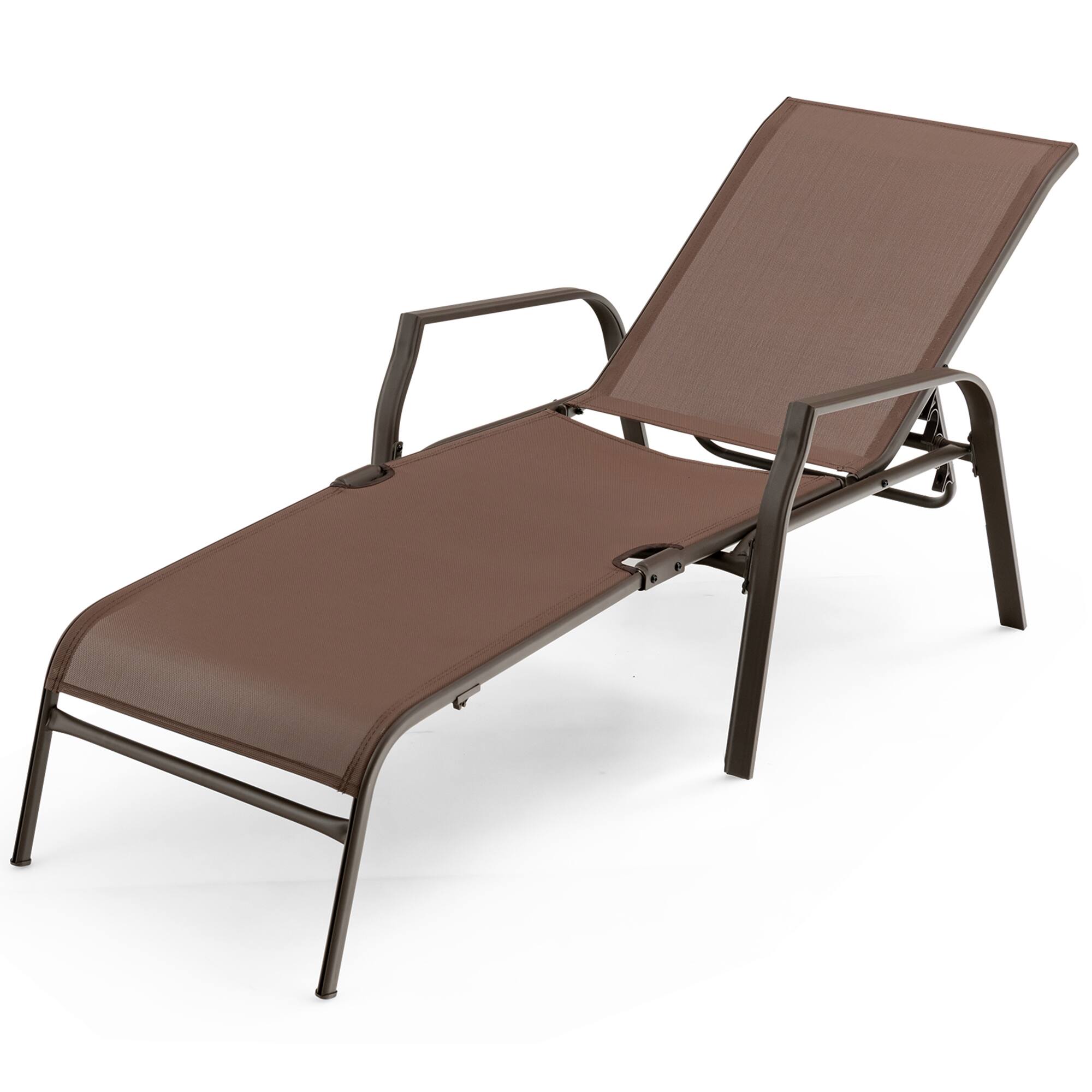 Alt View 9. Gymax - Gymax Set of 2 Patio Chaise Lounge Stackable Folding Lounge Chair w/ Adjustable Back - Brown.