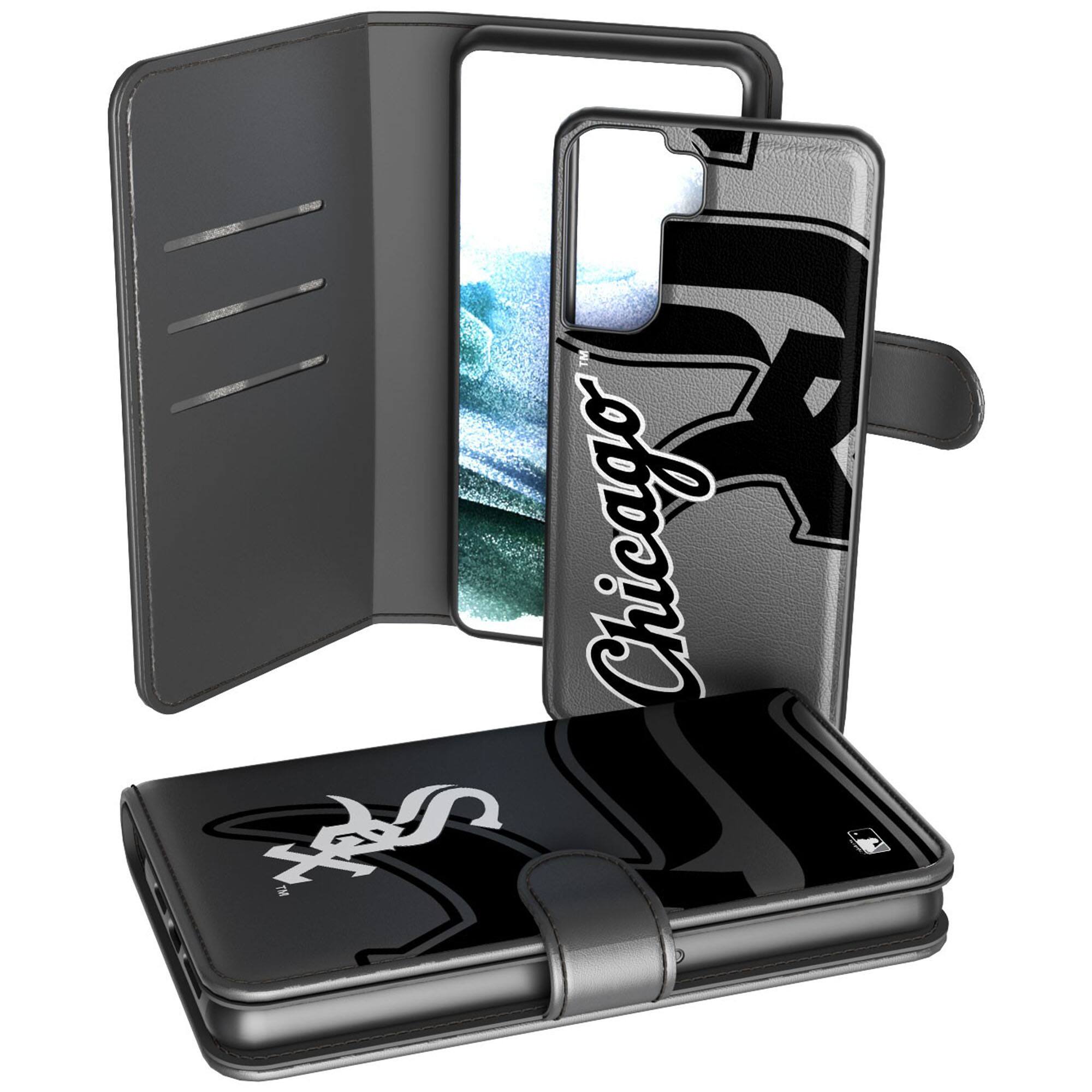 Front. Keyscaper - Chicago White Sox Samsung Galaxy Mono Tilt Wallet Case - S20 - Multicolor.