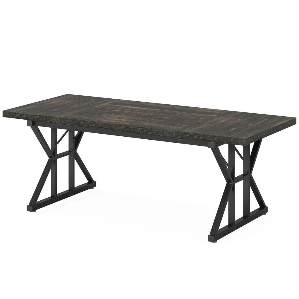 Alt View 6. Kadyn - Kadyn End Table,Dining Table, Living Room Table,Wood Dining Table, Farmhouse 70.8" Kitchen Table for 6 People,Black Oak - Black.