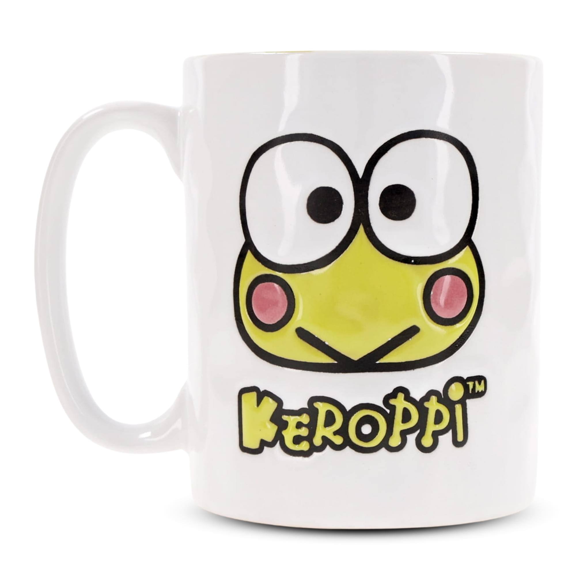 Alt View 1. Silver Buffalo - Sanrio Keroppi Face Wax-Resist Ceramic Pottery Mug | Holds 17 Ounces - White.