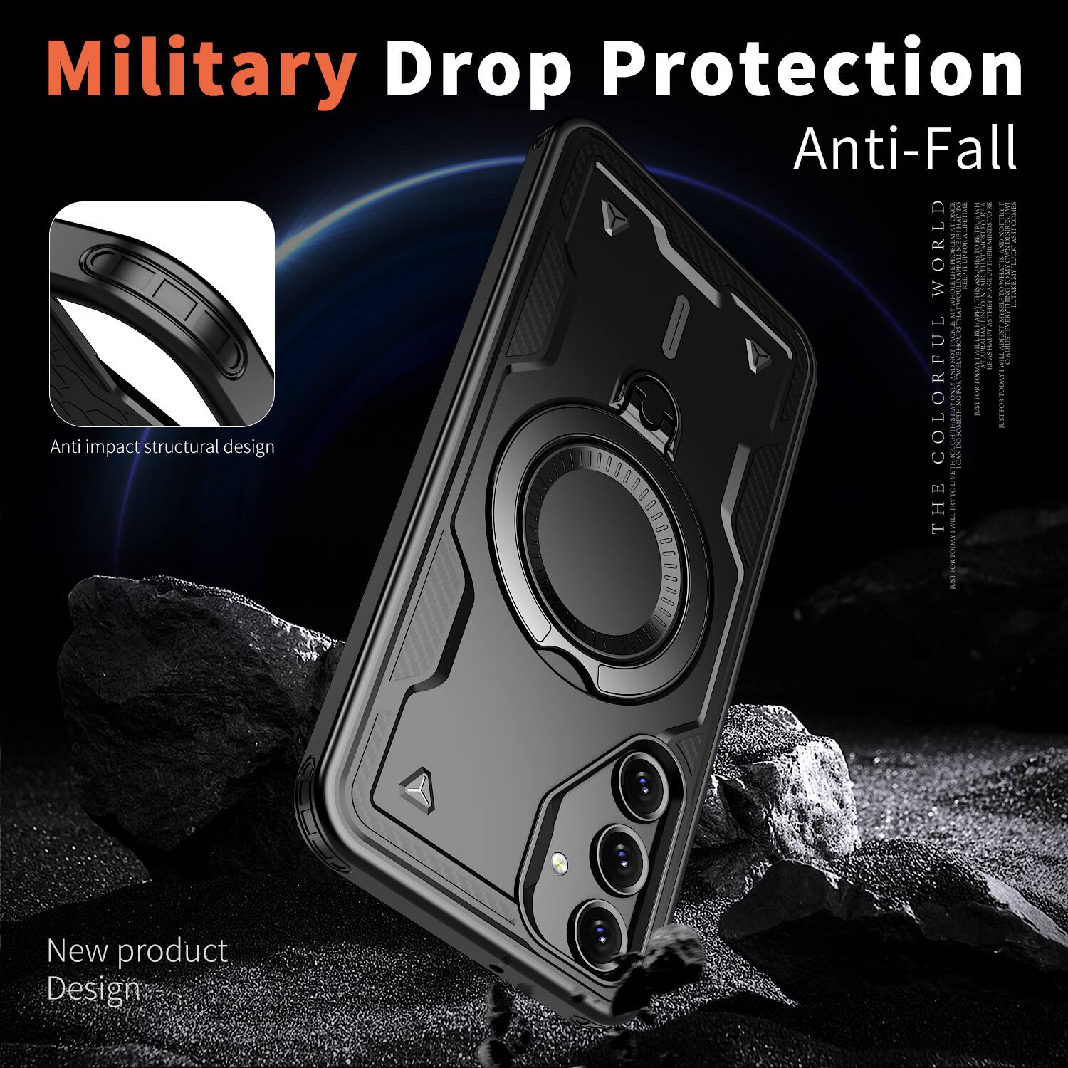 Military Drop Protection Anti-Fall

Anti impact structural design

COLORFUL

New product Design