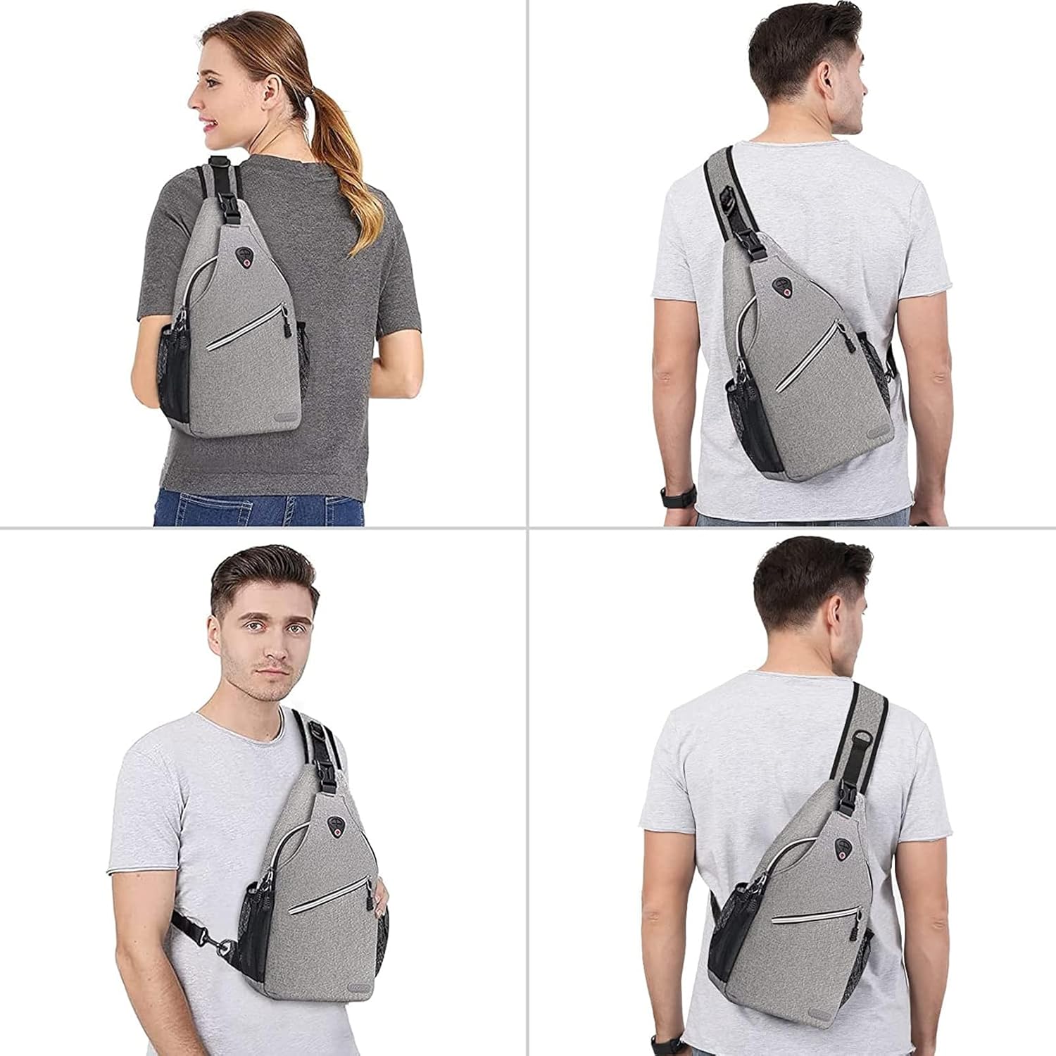 Alt View 3. mosiso - Sling Backpack Multipurpose Crossbody Shoulder Bag Travel Hiking Daypack - Gray.