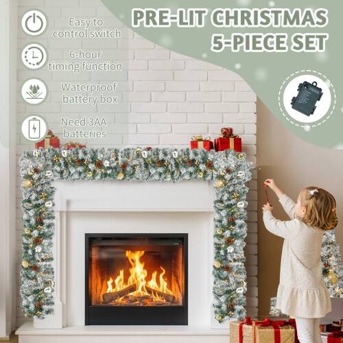 PRE-LIT CHRISTMAS 5-PIECE SET

- Easy to control switch
- 6-hour timing function
- Waterproof battery box
- Need 3AA batteries