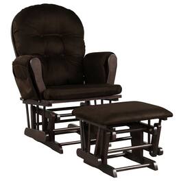Costway - Wood Glider Rocker Chair Ottoman Set w/Cushion for Nursery - Brown