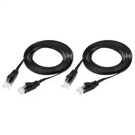 Unique Bargains - 2pcs Cat 6 Ethernet Cable 32AWG 250MHz Flat High Speed RJ45 Network Patch Cord - Black