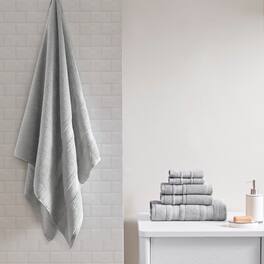 MOOSOO - Super Soft Cotton 6 Piece Towel Set, 2 Bath Towels 2 Hand Towel 2 Washcloths, 600 GSM 100% Cotton Towels for Bathroom - Silver