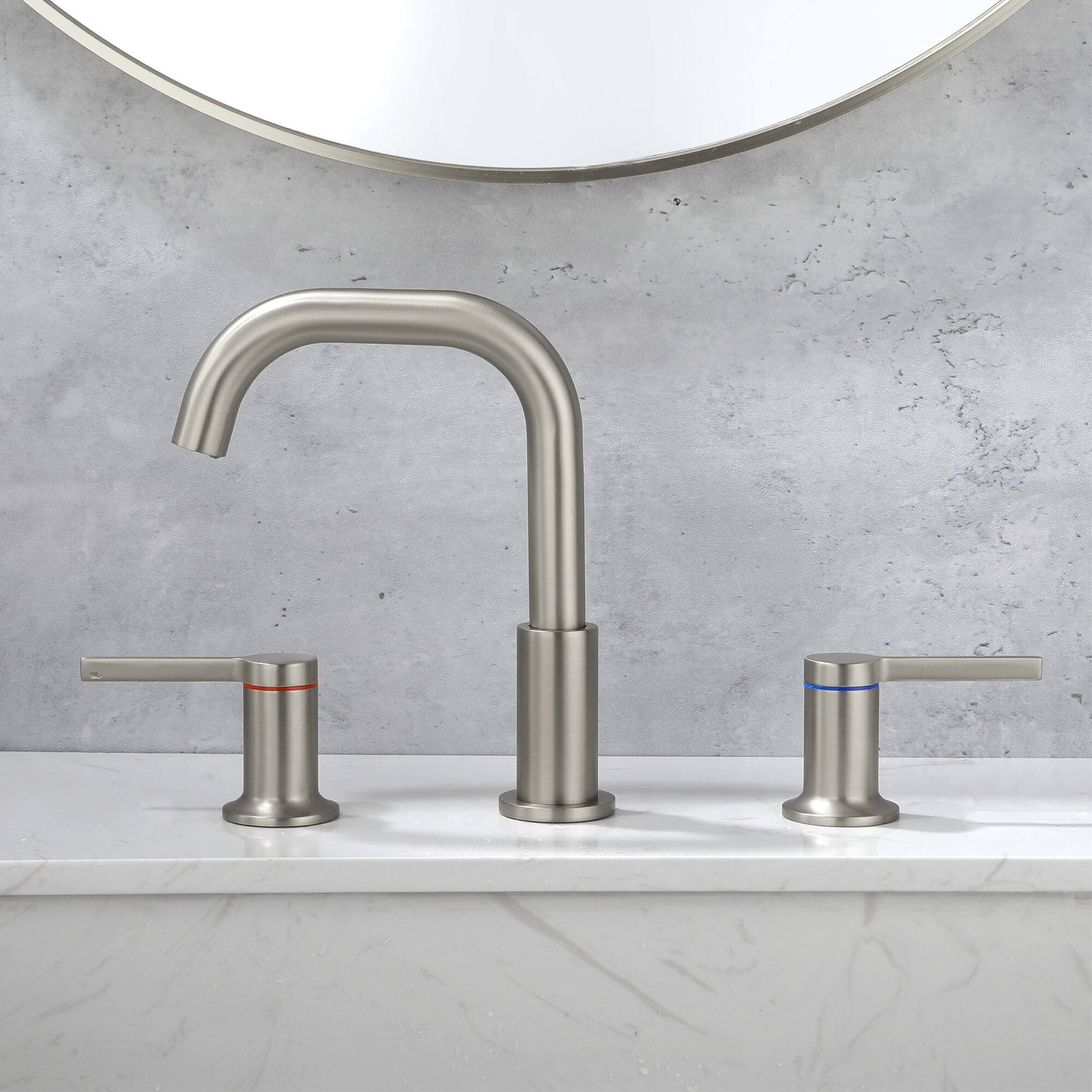 Alt View 9. Boyel Living - 8 in Widespread Double Handle 1.2 GPM Bathroom Faucet with Quick Connect Hose and Water Supply Hose in Brushed Nickel - Brushed Nickel.