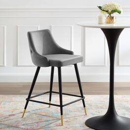 Adorn Performance Velvet Counter Stool by Modway - Gray