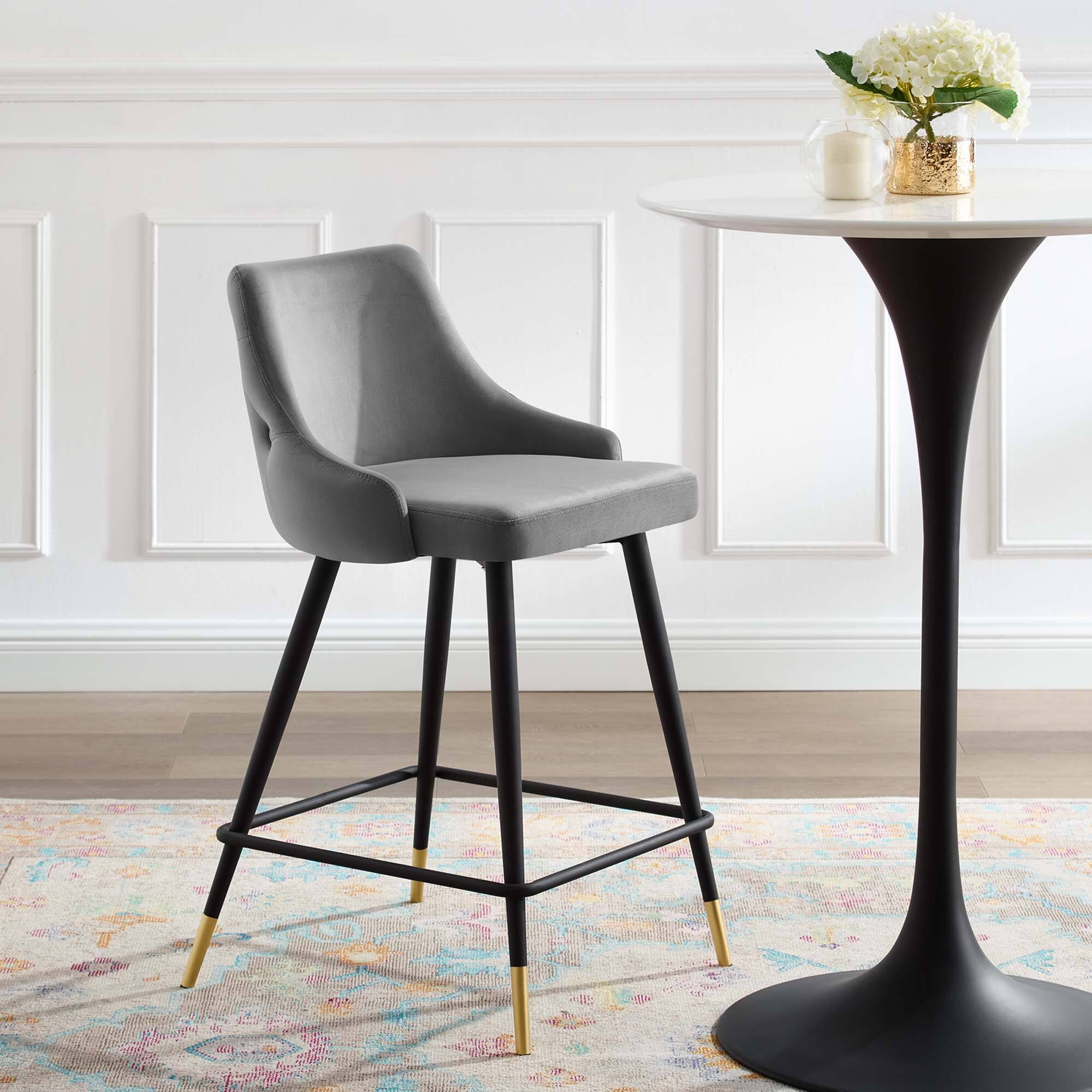 Front. Modway - Adorn Performance Velvet Counter Stool by Modway - Gray.
