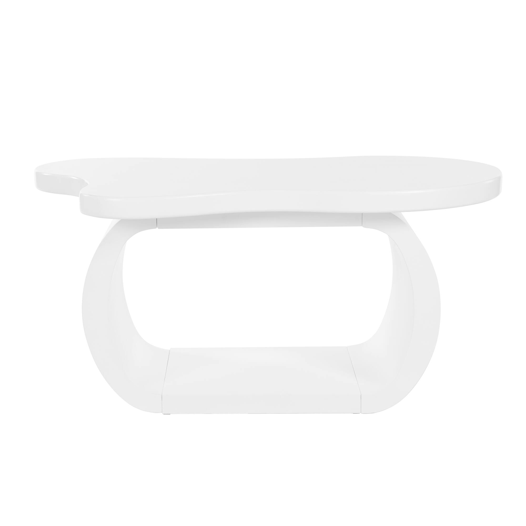 Alt View 5. GOODSILO - Modern Cloud-Shaped Coffee Table with Curved Legs and Rounded Edges for Living Room or Apartment - White.