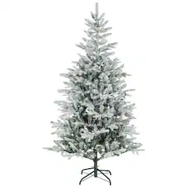 PULUZ - 6 ft Artificial Frosted Christmas Tree with Realistic Branches, Wide Full Spruce, Hinged Xmas Tree, Easy Assembly - Green