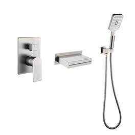 Boyel Living - Brushed Bathtub Faucet 2-Function Brass Pressure Balance Valve 3-Function Hand Shower 1.5m SUS304 Hose - Brushed Nickel