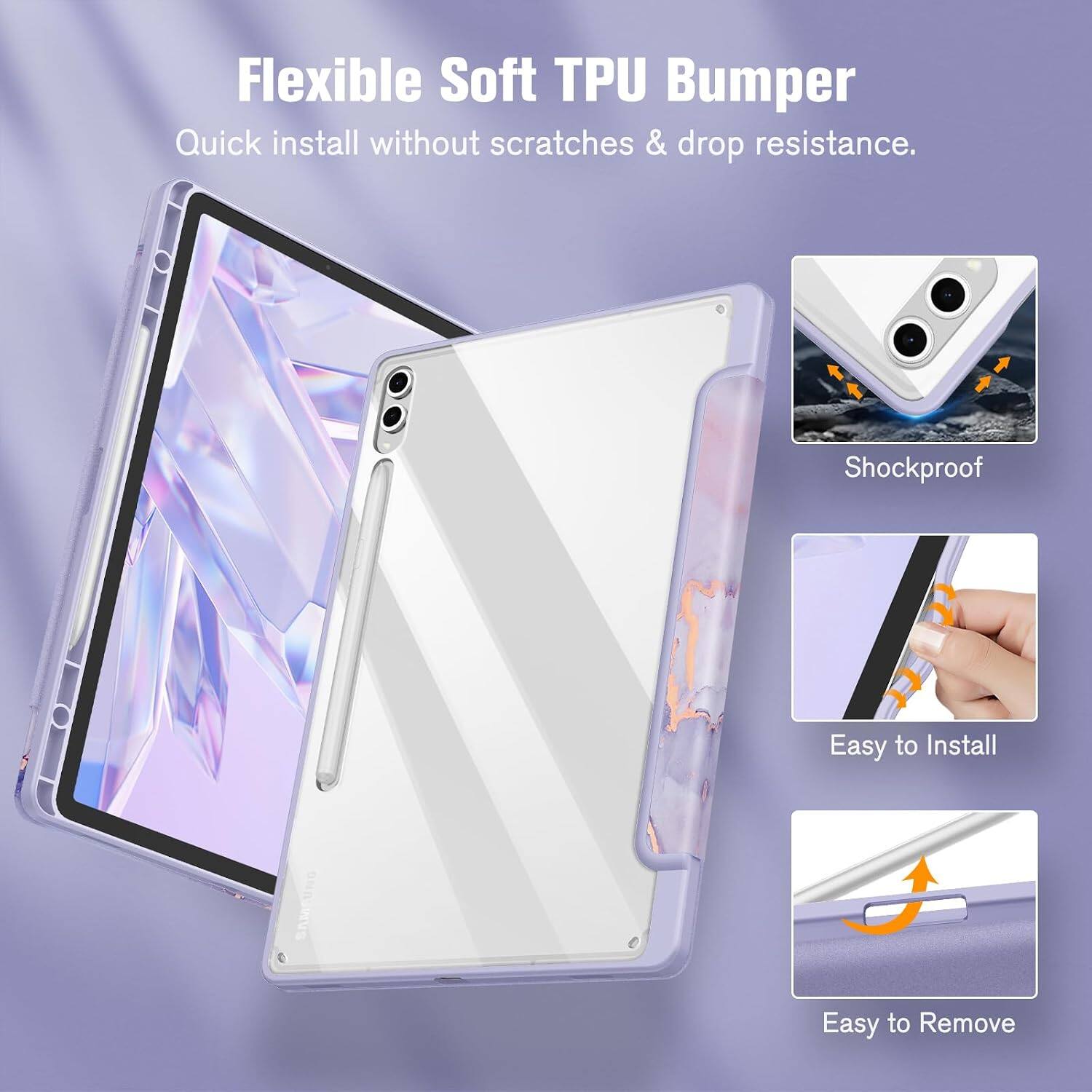 Flexible Soft TPU Bumper  
Quick install without scratches & drop resistance.  
Shockproof  
Easy to Install  
Easy to Remove